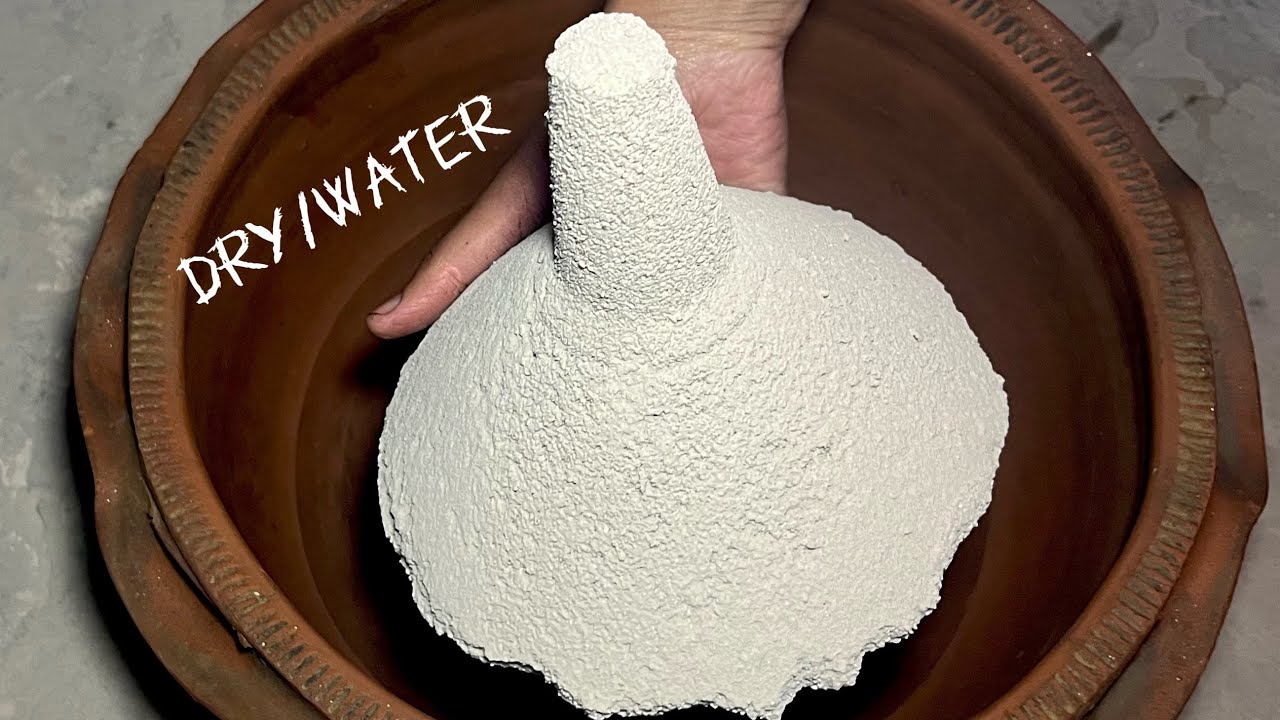 ASMR| New | Nightshoot🌚Dry/Water clay pot crumbling | White Grainy Cement 