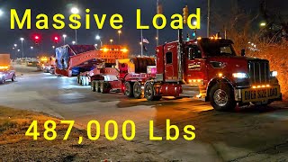 Trans American Peterbilt 567 Hauling a Stator 487, 000 lbs  Gross 239 ft Long Police Escort