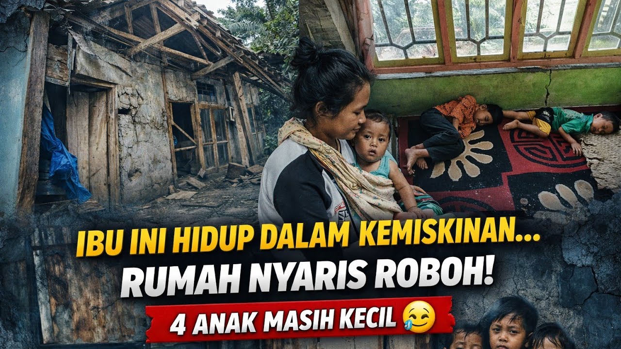 Miris! Ibu Tangguh Tinggal di Rumah Nyaris Roboh Bersama 4 Anak Kecil 😢