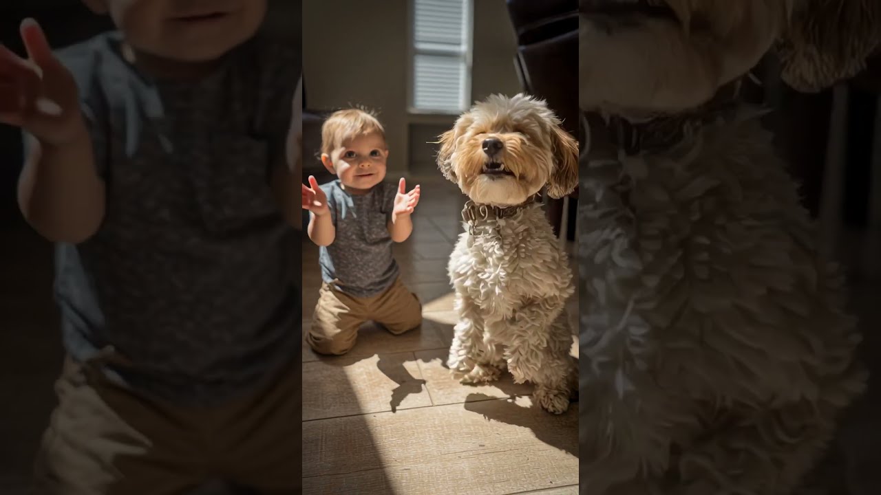 "She Clapped. He Danced. 💃🐕👶" #shorts #baby #dog