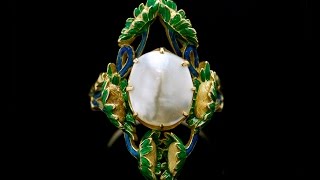 アンティークジュエリー　アールヌーヴォー　エナメル　リング　指輪　マベパール　ひまわり