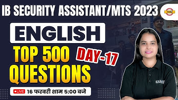 IB SECURITY ASSISTANT & MTS CLASSES 2023 | IB ENGLISH TOP 500 QUESTIONS | BY KIRAN MA