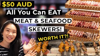 $50 AUD All You Can Eat MEAT & SEAFOOD SKEWERS! Chinese BBQ Restaurant - Worth It? | Sydney Vlog