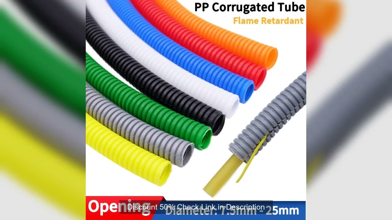 1/5M PP Insulated Corrugated Tube 7.5mm - 25mm Auto Line Pipe Harness Wire Threading Plastic Split W