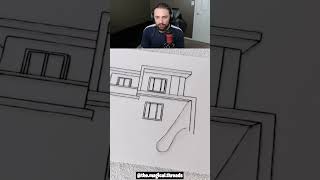 How To Draw House With Thread! 😳🤯 #shorts