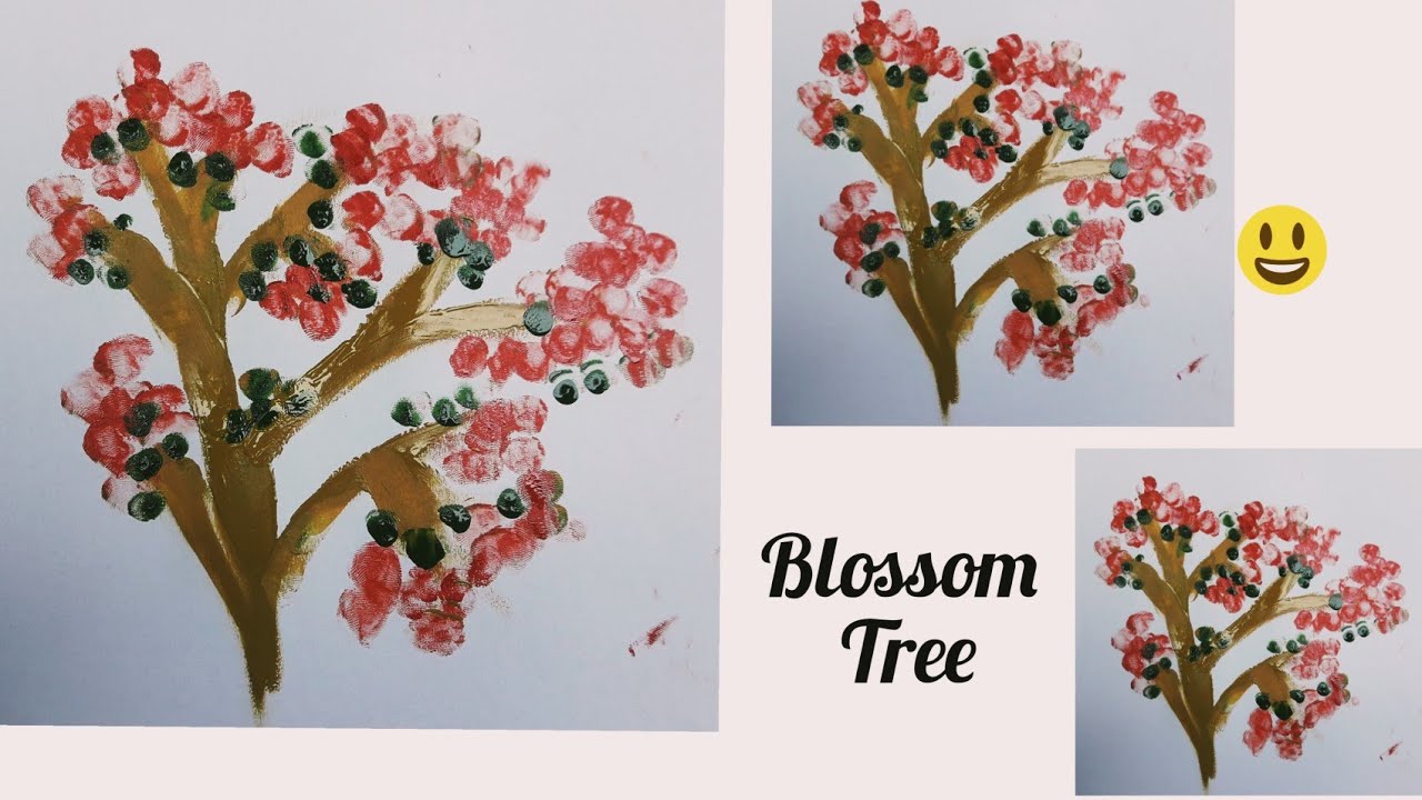 Blossom Tree painting with Creative Ideas🍁|| Easily paint with finger and show your skill||😱👆||ART||