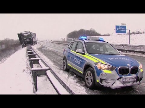 Travel disruption as heavy snow hits central Europe