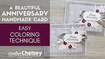 A Beautiful ANNIVERSARY Handmade Card with EASY COLORING TECHNIQUE | Forever Ferns Set- Stampin
