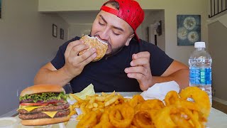    CRUNCHY ONION RINGS + DOUBLE CHEESEBURGER MUKBANG