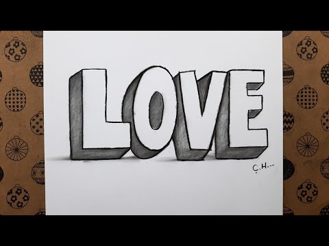 Kolay 3 Boyutlu Love Yazısı Nasıl Çizilir - Easy 3d Love Drawing