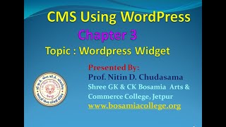 CMS Lecture Chapter 3 WordPress Widgets Introduction 29.07.2020