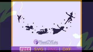 Peter Pan Gang Flying SVG Free Download Cut File for Cricut Silhouette Tinkerbell PNG Clipart