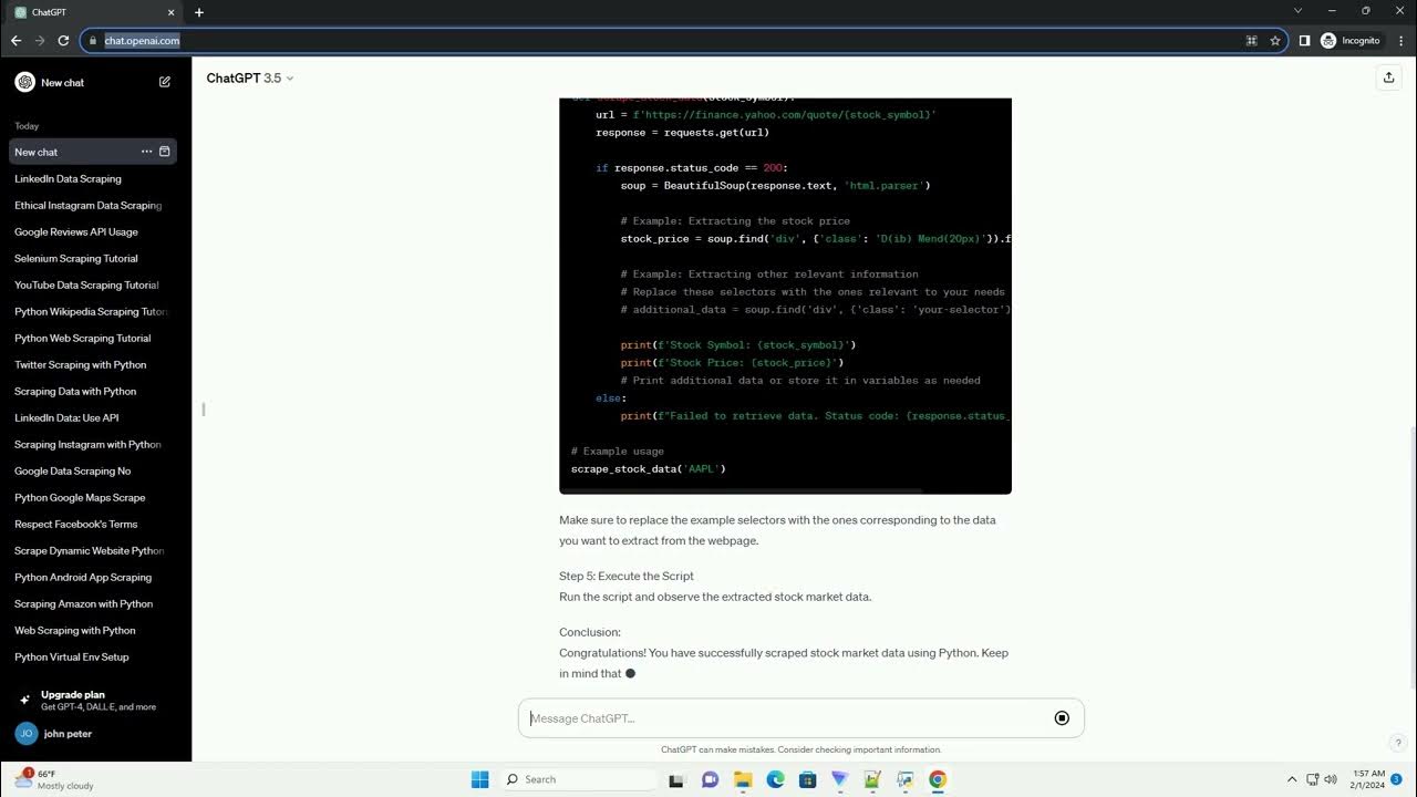 how to scrape stock market data using python - YouTube