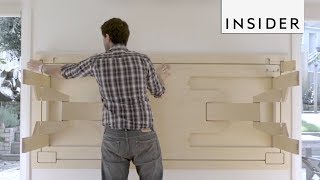 Table Folds into Wall to Save Space