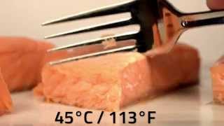 Sous vide salmon at different temperatures