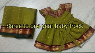 convert pattu saree to one year baby frock, mom and daughter dresses, frock cutting and stitching screenshot 4