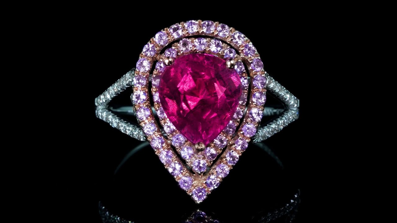 VIVID Pink Tourmaline Fancy Sapphire Diamond Ring GIA CERTIFIED 14k White Rose Gold 2.62 tcw NATURAL