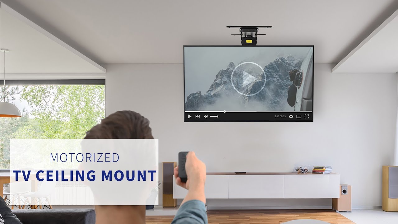 Electric Flip Down Ceiling Mount For 32 To 70 Tvs Vivo Desk Solutions Screen Mounting And More