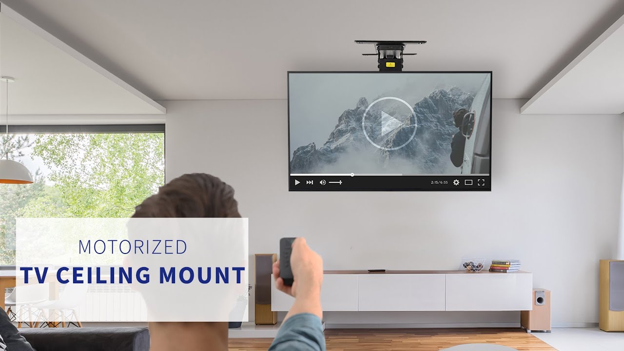 MOUNT E FD85 Electric Flip Down Ceiling Mount For 40 To 85 TVs By MOUNT E FD85 Electric Flip Down Ceiling Mount For 40 To 85 TVs By