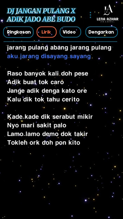 Lirik Lagu DJ Jarang Pulang X Adik Jando Abe Dudo Sound Viral Tiktok Terbaru#liriklagu #djremix #fyp