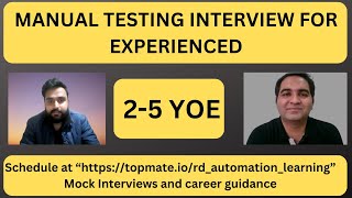 Manual Testing Interview Questions and Answers| Manual Testing Mock Interview for Experienced