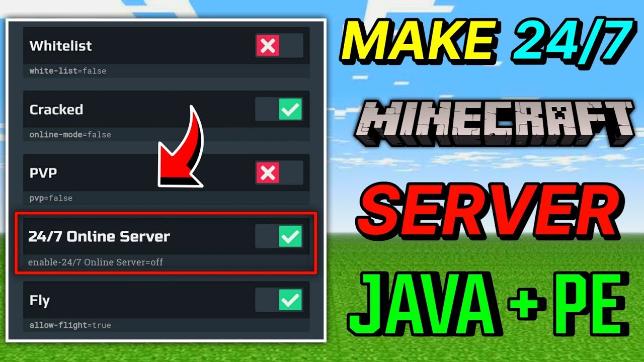 How to make 24/7 Minecraft server  How to make java + pocket server in  Minecraft 