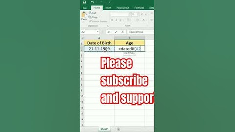 Calculate Age from date of birth in Excel #exceltech #excelshortcuts #excelworld