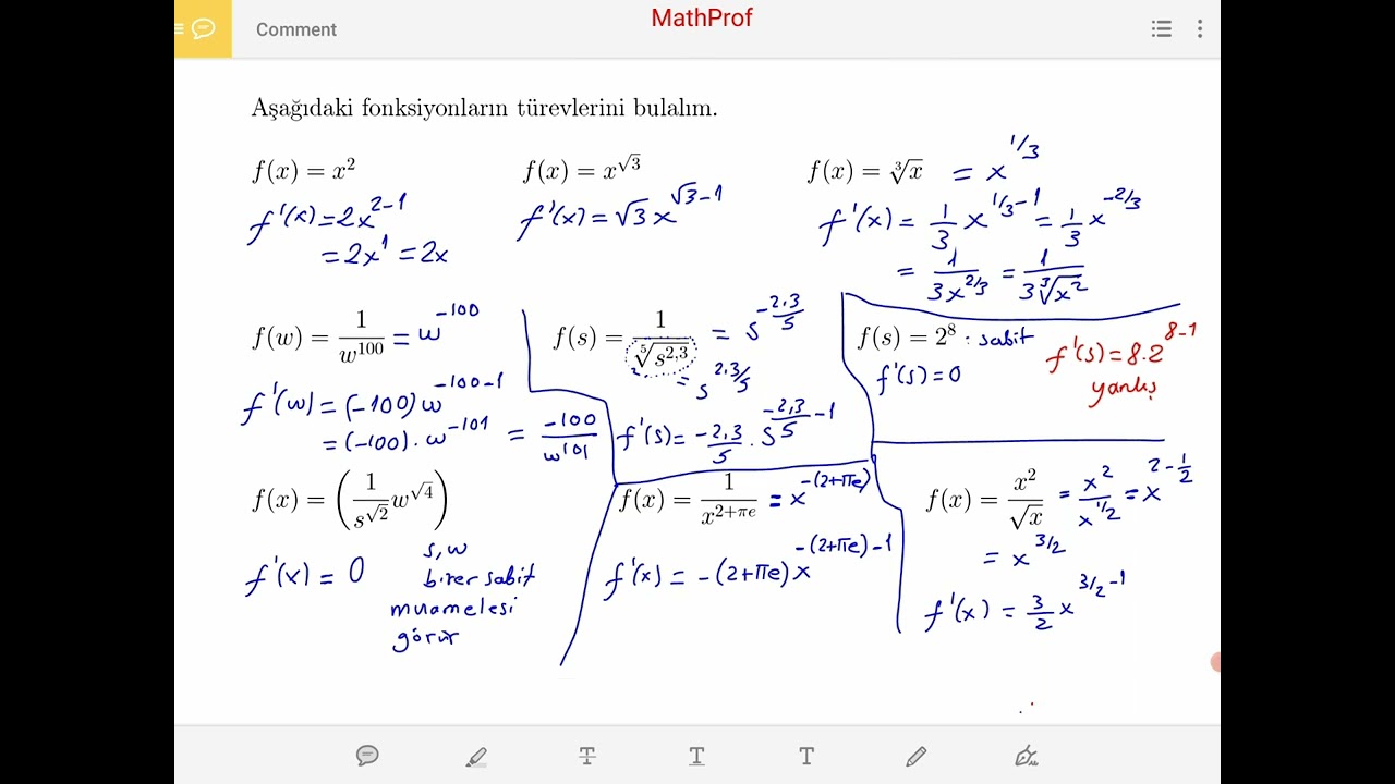 Kalkülüs, Türev Özellikleri I
