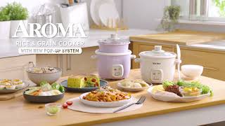 AROMA® 4-Cups (Cooked) / 1Qt. Rice & Grain Cooker & POP-UP Food Steamer
