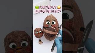 The BABY GOT DRILLED OUT AND POOPED💩🤢 - Coconut C-Section🥥 - #foodsurgery #fruitsurgery #cute