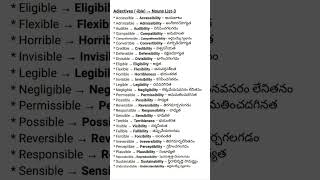 Adjectives to Nouns in English Grammar | -ible to Noun Words List | Easy Vocabulary Learning