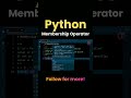 Python membership operator #pythontutorial  #programmingtutorial #pythonprogramming