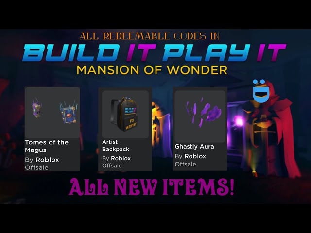 How to Get ALL 5 ITEMS (PROMO CODES)  Roblox Build It Play It Mansion of  Wonder Event 