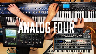 Analog Four: Chilled Improvisation with DeepMind 12, Korg Polysix, Waldorf Pulse 2, and MiniBrute 2S