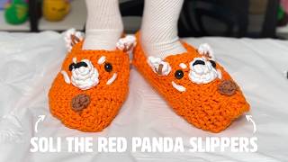 Soli Slippers: Freehanding red panda crochet slippers?