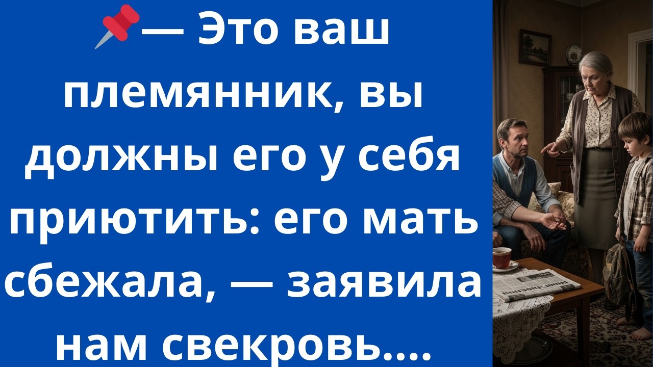 — Это ваш племянник, вы должны его у себя приютить: его мать сбежала, — заявила нам свекровь.