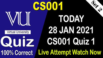 CS001 Quiz 1 Solution 2021 | 28 Jan Fall 2020 |  CS001 Quiz 1 Solv | Set 2 | AM Knowledge Official