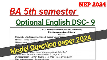 BA 5th semester | Optional English DSC 9 | Model question paper 2024 | NEP | RCUB