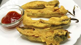 Marinated crispy 2min mirchi bhajiya #must try #viralvideos #Harshita's Kitchen