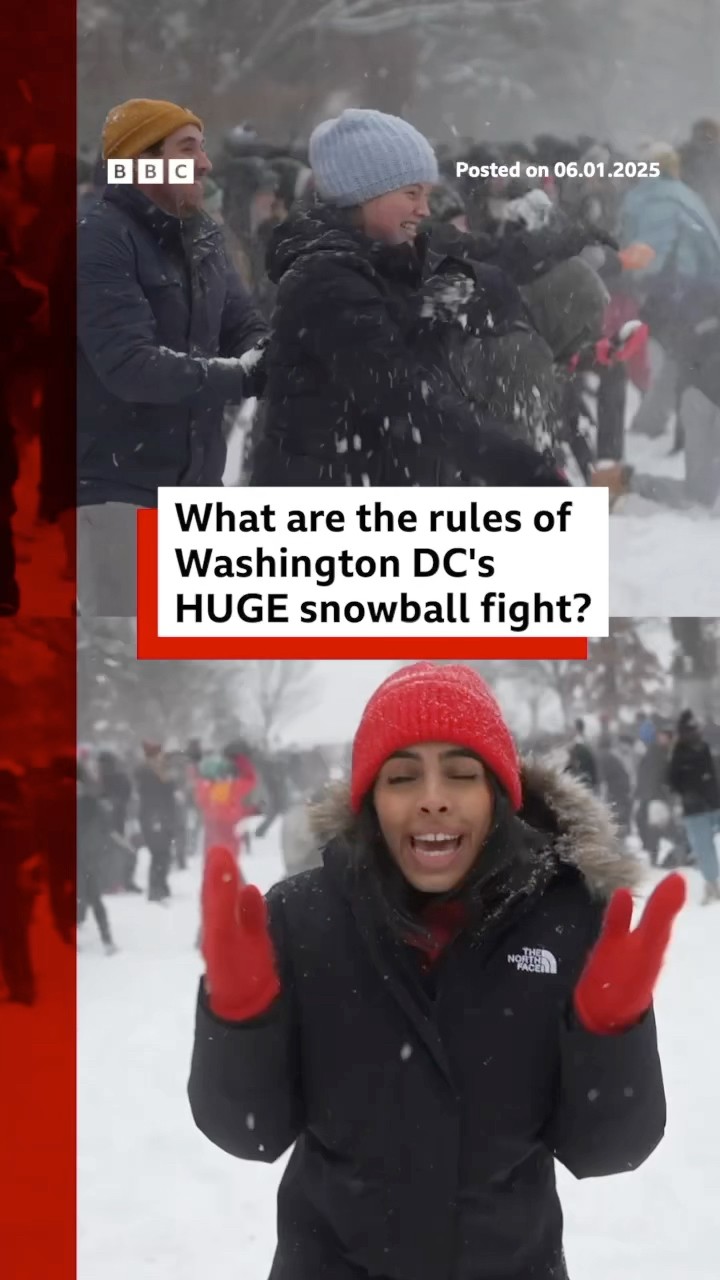 Huge annual snowball fight takes place in Washington DC. #MeridianHillPark #Snow #BBCNews