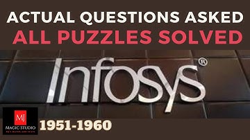 INFOSYS 2021/2022/2023 - PUZZLES with SOLUTIONS - 1951 - 1960 (MUST DO)