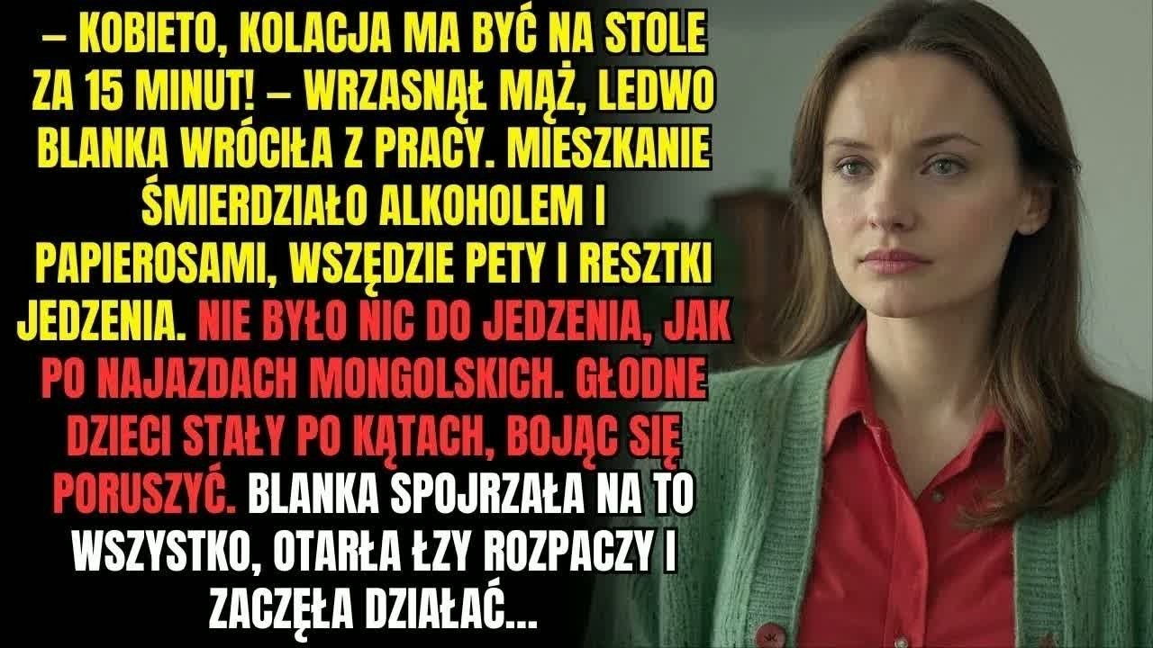 Stałam w kuchni ze słoikiem ogórków w ręce, gdy on wrzasnął z salonu, że kolacja ma być za piętnaście minut. Miałam rozciętą wargę i plecy obolałe od stania na hali rybnej. W lodówce pustka, w...