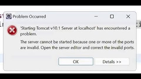 How to resolve error server cannot be started because one or more of the ports are invalid on Tomcat