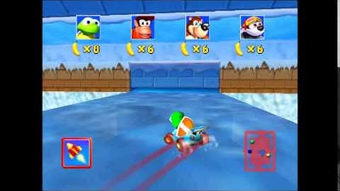 Diddy Kong racing N64 Walkthrough 18 - Snowflake Mountain (World 2) Secret Key & Icicle Piramid