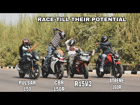 Honda CBR 150r Vs Yamaha R15v2 Vs Xtreme 160r Vs Pulsar 150 | Race Till Their Potential | Top End