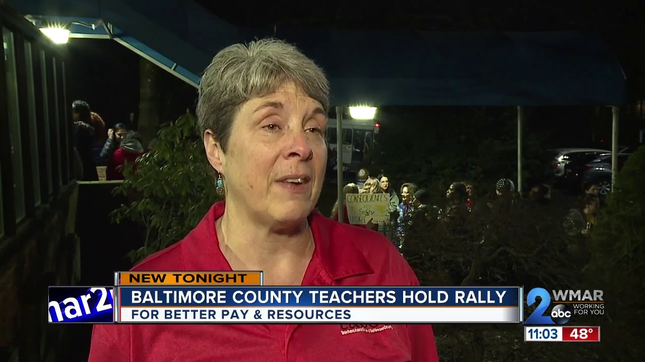 Baltimore County teachers hold rally for better pay & resources - YouTube