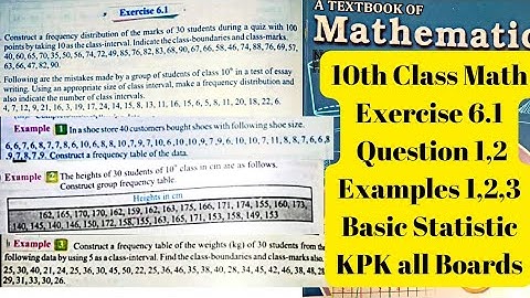 Exercise 6.1 | Class 10th Maths | Basic Statistics | Frequency Distribution | Class Boundaries