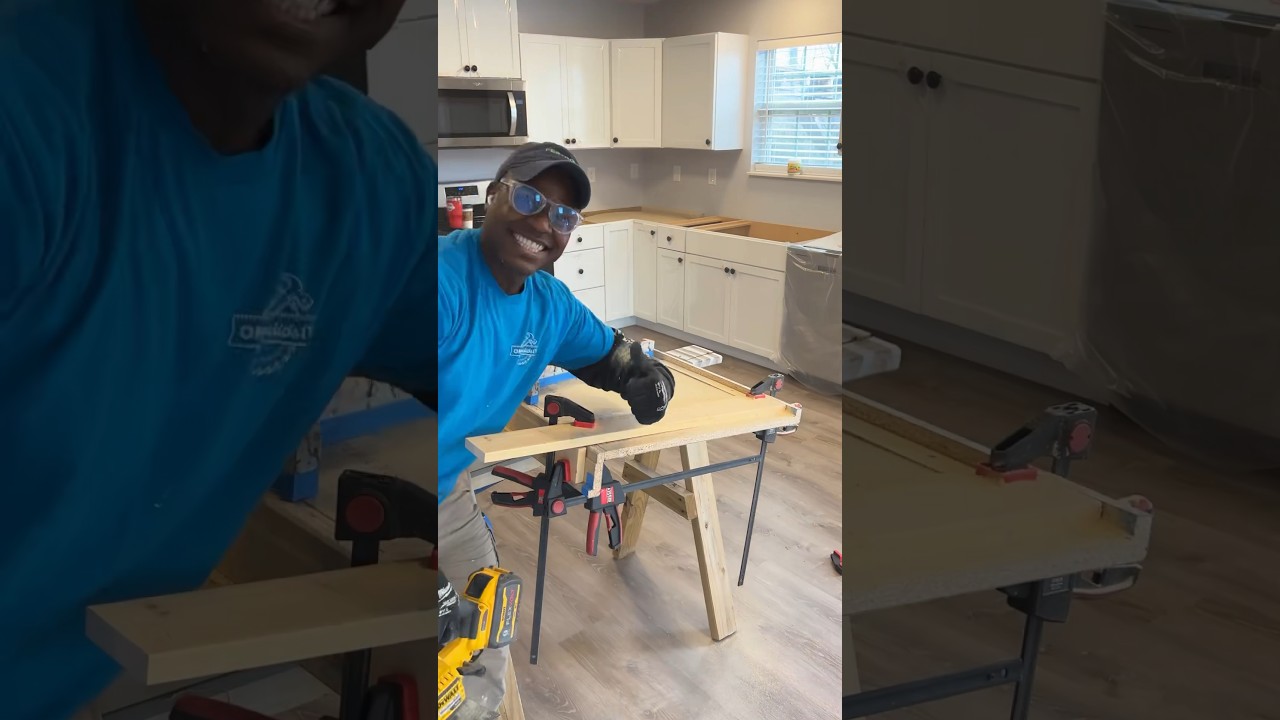 This is how I cut this laminate countertop. I would recommend two people or three saw horse.