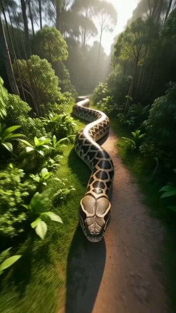 Giant Fat Python Snake Crossing a Jungle Path 😱🐍 | Snake War #Shorts ...