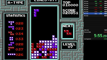 Tetris (NES) -- 100 Lines, Level 0 Start Speedrun, 7:09